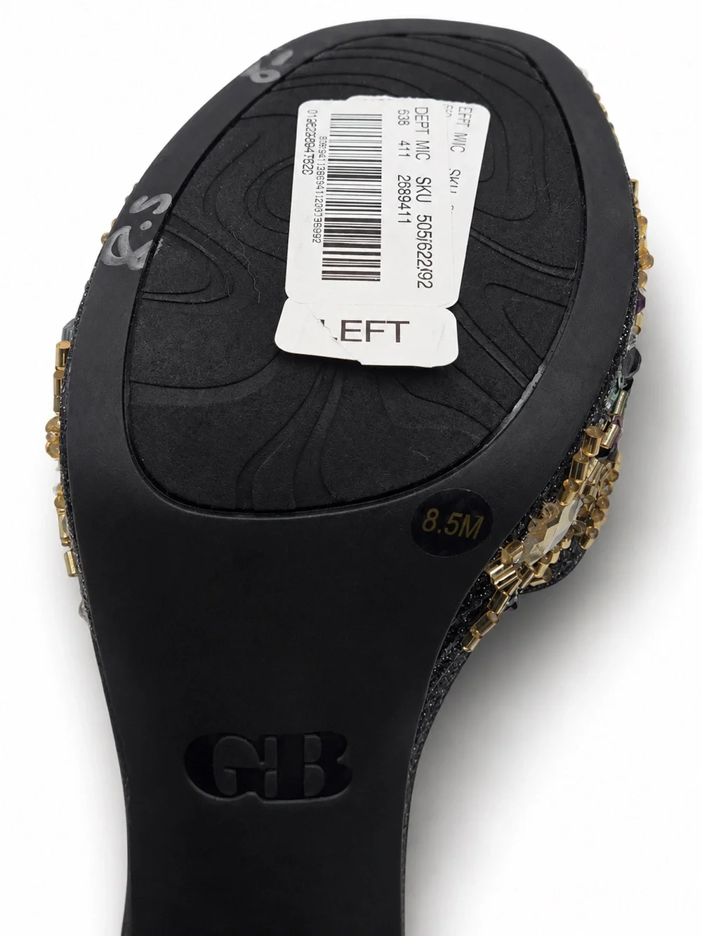 Gianni Bini Black Glitter Enchant-Ment Beaded Embellished Platform Heel Sandals